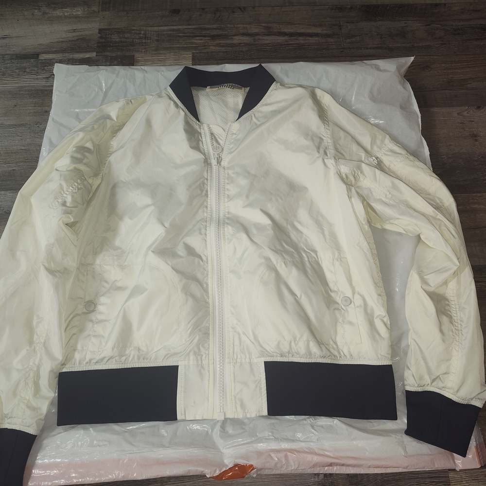 Tory Sport Cream and Black Bomber Jacket with Contrasting Details